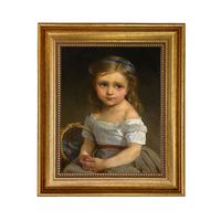 Little Girl with Basket of Plums Oil Painting Print on Canvas, Antique Style, Portrait, French, Gallery Wall, Wall Art, Decor