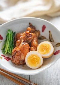 Hero shot of Simmered Chicken Drumette in Sweet and Sour Sauce served in a bowl.