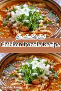 🍲 Chicken Pozole Recipe 🌶️ 📝 Ingredients:  1 1/2 lbs chicken thighs or breasts 🍗 6 cups chicken broth 🍲 2 cups hominy (drained if using canned) 🌽 2 dried guajillo or ancho chilies 🌶️ 1 medium onion, chopped 🧅 3 cloves garlic, minced 🧄 1 tsp ground cumin 1 tsp oregano 🌿 Salt and pepper to taste 🧂 1 tbsp olive oil 🫒 Lime wedges, shredded cabbage, radishes, cilantro, and avocado for garnish �📋 Instructions:  Prepare the chilies: Remove the stems and seeds from the dried chilies. Place them in a bowl and cover with hot water for 10 minutes to soften. Once softened, blend the chilies with a little of the soaking water until smooth. Set aside.