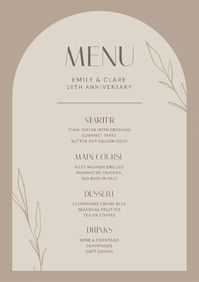 Elegant Anniversary Dinner Menu