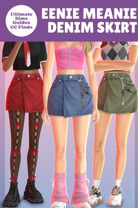 The Eenie Meanie skirt is a fun cc denim skirt with a wrap look and some fun beads on the side. #TheSims4 #Sims4CCFinds