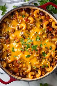 Chili mac is an easy, one-pot meal no one can resist! It's loaded with ground beef, macaroni noodles, crushed tomatoes, spices, and more!