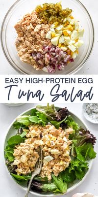 This healthy Tuna Egg Salad has quickly become my favorite choice for a high-protein lunch or snack since it is so satisfying and nutritious. It’s a wonderful blend of tuna and egg salad, tossed in a creamy, flavorful dressing that’s enriched with pickle relish and crisp red onion. It’s perfect for those following Paleo, low-carb, gluten-free, dairy-free, or Whole30 diets.