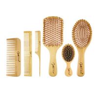 Wooden hair brush set for styling your hair This set of hair brushes and combs is made of bamboo wood which gives your head a natural feel, helping you stay away from plastic and synthetic materials. An eco friendly hair styling set Made of 100% bamboo wood. Multi-style, multi-size hair brushes and combs help you at different levels of hair styling. Small combs and brush can be used to finish minor details. They can be used for beard combing as well. The small round brush is great for kids and b