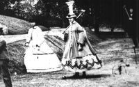 Ladies dressed for croquet, British, 1860s.