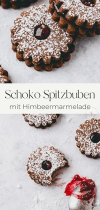 Die wohl leckersten veganen Schokoladen Spitzbuben gefüllt mit Himbeerkonfitüre! Ein Hochgenuss während der Adventszeit! #spitzbuben #rezept #plätzchen #vegane #schoko