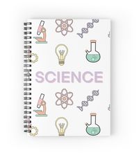 Spiral notebooks with high-quality edge-to-edge print on front. 120 pages in your choice of ruled or graph lines. Science Subject Sticker Pack.Designed by caitlinjcook