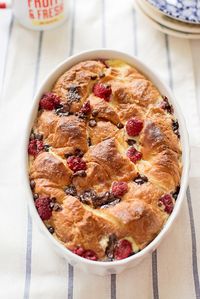 Raspberry Chocolate Croissant Pudding - Make and Takes