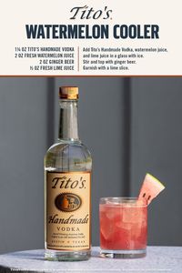 No summer festivity is complete without juicy watermelon, and Tito’s Handmade Vodka, of course. Mix ‘em both together and add a splash of ginger beer and a squeeze of lime for the perfect sip to ring in a long weekend of red, white, and blue. Simple, smooth, and naturally gluten-free. Raise a glass with Tito’s.