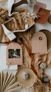 Wedding flat lay, wedding details photography, modern boho wedding