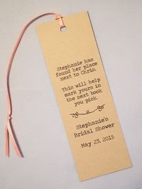 Literary Wedding Favor / Wedding Program Bookmark / Bridal - Etsy