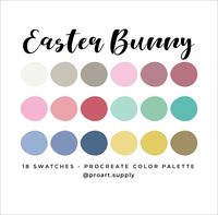 ♥ EASTER BUNNY PROCREATE COLOR PALETTE + HEX CODES ---------------------------------------------------------- Procreate color palettes make it easy to create beautifully cohesive projects on the Procreate App. Colors included in this Procreate color palette include: Gray, Pink, Green, Blue, Yellow ♥ GET ALL 151 COLOR PALETTES FOR ONLY $35: https://www.etsy.com/listing/870519298/procreate-color-palette-ultimate-bundle  ♥ MORE INDIVIDUAL PROCREATE COLOR PALETTES: https://www.etsy.com/shop/proartsu