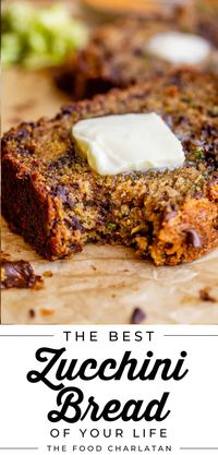 The Best Zucchini Bread of Your Life from The Food Charlatan. All the tips and tricks you need to make the BEST Zucchini Bread recipe of your life! You can't taste the zucchini, I swear. It's so easy to make, with consistent results every time. Say goodbye to bland, crumbly, oily bread. This easy recipe bakes up moist, tender, and super flavorful! Easily turn it into chocolate chip zucchini bread, or add nuts! This is a great snack to make for breakfast, or with a cup of coffee in the ...