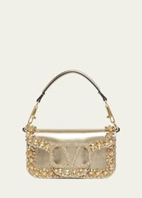 Valentino Garavani Locò Small Jeweled Leather Shoulder Bag