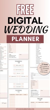 Plan your dream wedding stress-free with our FREE Wedding Planner Printable! Grab your copy today and get started creating the perfect wedding day you've always imagined. It includes 33 pages with a self care checklist too!