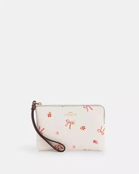 COACH® | Corner Zip Wristlet With Bow Print