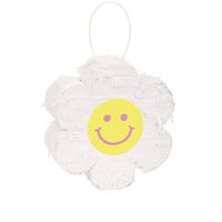 Make your party even more adorable with this daisy piñata! This mini piñata features a cute smiley face and a fluffy white daisy design that will add a touch of cheer to any celebration. Hang it up as a groovy party decoration or use it as a fun party game, it's the perfect size for filling with candy or small treats! Mini Daisy Piñata * Size: 7"x 6.5"x 2.75" * Material: Papier Mâché, Decals * Quantity: One Piñata Decoration * Small plastic loop attached for hanging Party Idea: Consider using th