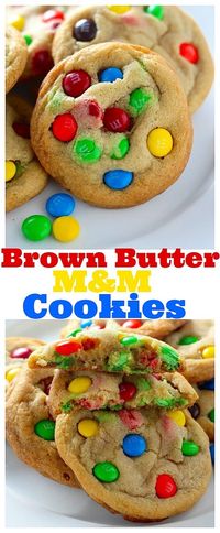 Thick and Chewy Brown Butter M&M Cookies!