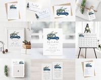 Winter Blue Truck Baby Shower Editable Invitation Suite | Baby it's Cold Outside Truck Template