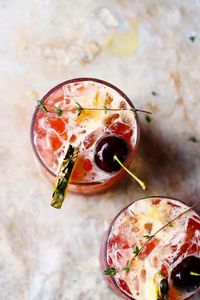 Hibiscus Mai Tai with Thyme and Fresh Pineapple