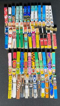 Clothespins painted in Disney and Universal themes for trading at cheer competitions