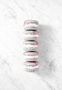 Pink piping gel Macarons featuring Momofuku Milk Bar Frosting