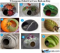 9 Gorgeous Felted Cat Cave Beds on Etsy http://www.floppycats.com/9-gorgeous-felted-cat-cave-beds-on-etsy.html