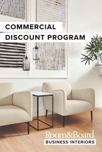 You get a great value every day thanks to our direct relationships with our manufacturing partners. As a business or industry professional purchasing through Business Interiors, you have access to our commercial discount program. Receive discounts that scale with how much and how often you purchase.