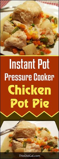 Pressure Cooker Chicken Pot Pie is a very simple beginner’s Pressure Cooker meal that is warm and comforting and makes you feel good all over. via @thisoldgalcooks