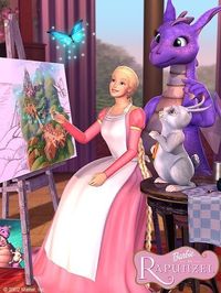 Barbie as Rapunzel | Rapunzel painting w/ her friends from the movie.