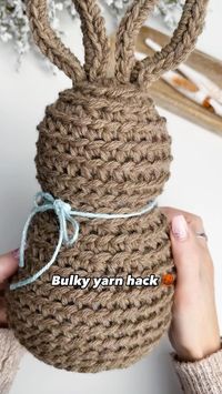 Yarn hack for crocheters . Turn worsted weight yarn into super bulky yarn crom 1 skein. Crochet our quick and easy bunny crochet pattern.