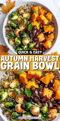 Savor the flavors of fall with this cozy autumn harvest grain bowl! Packed with seasonal ingredients, it’s a quick and easy fall recipe perfect for a nutritious dinner. Save this pin for a wholesome meal idea!