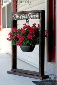 Hanging plant garden sign. LOVE!