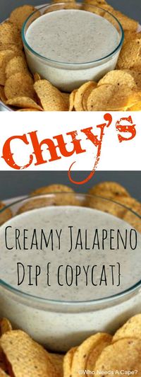 Chuy's Creamy Jalapeno Dip {copycat} | Who Needs A Cape? {pinned over 100K times}