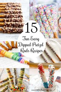 15 Fun Easy Dipped Pretzel Rods Recipes ~ Learn how to make all of these creative and delicious dipped pretzel sticks. Sweet AND Savory! They are perfect to bring to a party or give as a gift! Think teachers, coaches, neighbors, birthday parties and so on! A wonderful round up!