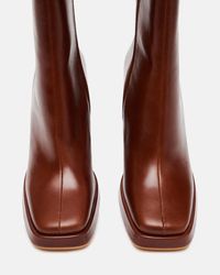 FREYA Brown Leather Square Toe Ankle Bootie | Women's Booties – Steve Madden