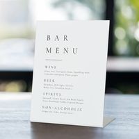 Elegant black and white minimalist typography design in timeless serif font, simple and clean. Great bar menu sign for minimalist wedding, modern wedding and classic wedding.  See all the matching pieces in collection.