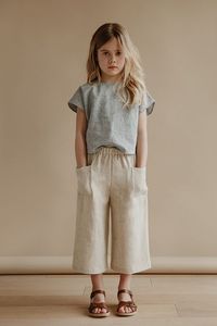 cecile culottes in oatmeal with lou shell top in stripe