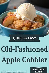 This classic Apple Cobbler recipe is easy to make and perfect for a cozy night in. 🥧  Bursting with sweet apples and topped with a buttery crumble, this dessert is sure to be a crowd-pleaser. Click the "Visit Site" button below for the full recipe and get ready to enjoy a warm and comforting treat!   Pin it and bake it!  #AppleCobbler #EasyDessert #FallRecipes #ComfortFood #BakingRecipes #AppleRecipes #DessertRecipes #HomemadeTreats