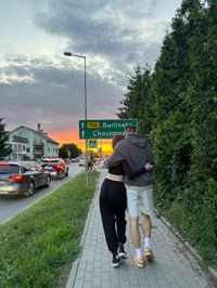 Walking date, couple, girl and guy, sunrise