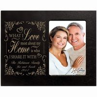 Exclusive from LifeSong Milestones! Celebrate your new picture frame with family and friends with our unique personalized photo frame gift for your partner. These fully customizable photo frames allow you to showcase your special moment with your loved ones. Your details will be laser engraved into our exclusive customizable frame by © 2019 LifeSong Milestone's craftsmen. FREE PERSONALIZTION INCLUDED Size 8" x 10" Holds 4 x 6 photo. Protected with glass. Stand included. Great birthday gift ideas