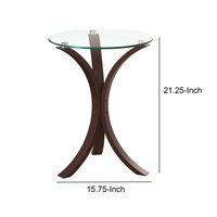 Edgar Contemporary Round Accent Table, Cappuccino Brown Wooden Base, Tempered Glass Top for Living Room - Walmart.com