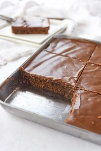 Chocolate Sheet Cake for Two {Texas Sheet Cake} by Leigh Anne Wilkes