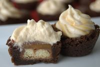 Twix Bites Brownies with Chocolate Caramel Butter Cream Frosting