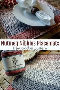 This placemat pattern featuring Yarn Bee Nutmeg Nibbles Sugarwheel Cotton is fun, quick, and uses just one skein! What better way to welcome fall? #sponsored #ad via @ashlea729