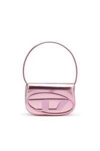 Diesel purse with 'D' logo In fluorescent leather, this women's shoulder bag has a compact, flap silhouette complete with mega logo hardware—the enamel inlay decorating the plaque has the same eye-popping hue as the exterior. A longer detachable strap allows for crossbody wear.