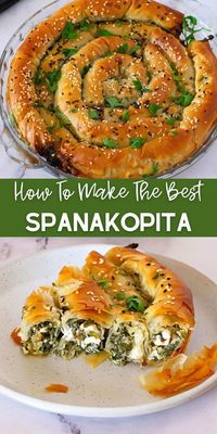 Easy Spanakopita recipe with Phyllo. Its golden, flaky pastry exterior tempts you to take a bite, revealing a deliciously savory filling with each mouthful.