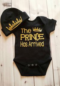 The Prince has Arrived Baby Coming Home Outfit by ShopCustomShirts