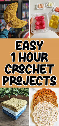 Looking for a quick and fun crochet project? Try these easy 1 hour projects to try today. You'll find crochet moon patterns, crochet granny square patterns, crochet dishcloth patterns, and even crochet coaster patterns.