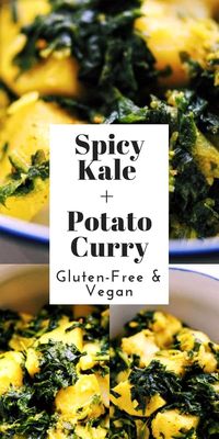 A super flavorful, easy and healthy gluten-free & vegan Spicy Kale and Potato Curry! This Indian side dish, also know as aloo kale, is sure to make your taste buds happy!#potatocurry #kalecurry